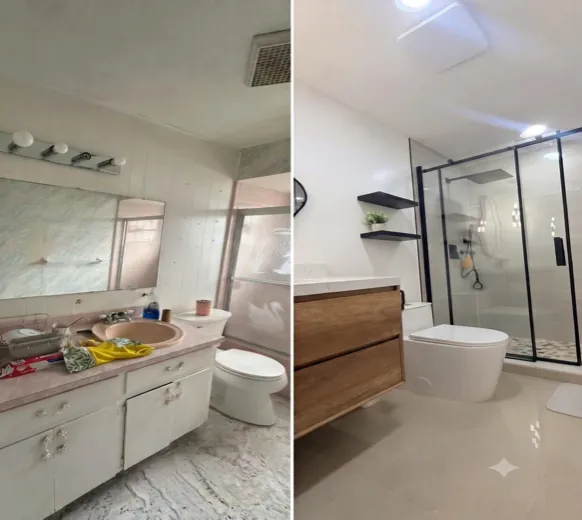Bathroom transformation: Outdated guest bathroom to Elegant powder room