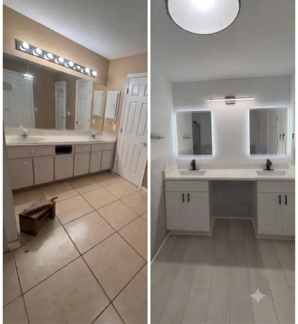 Bathroom transformation: Builder-grade bathroom to Boutique hotel feel