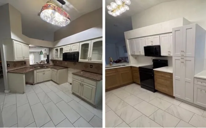 Kitchen transformation: Outdated oak cabinets to European minimalist