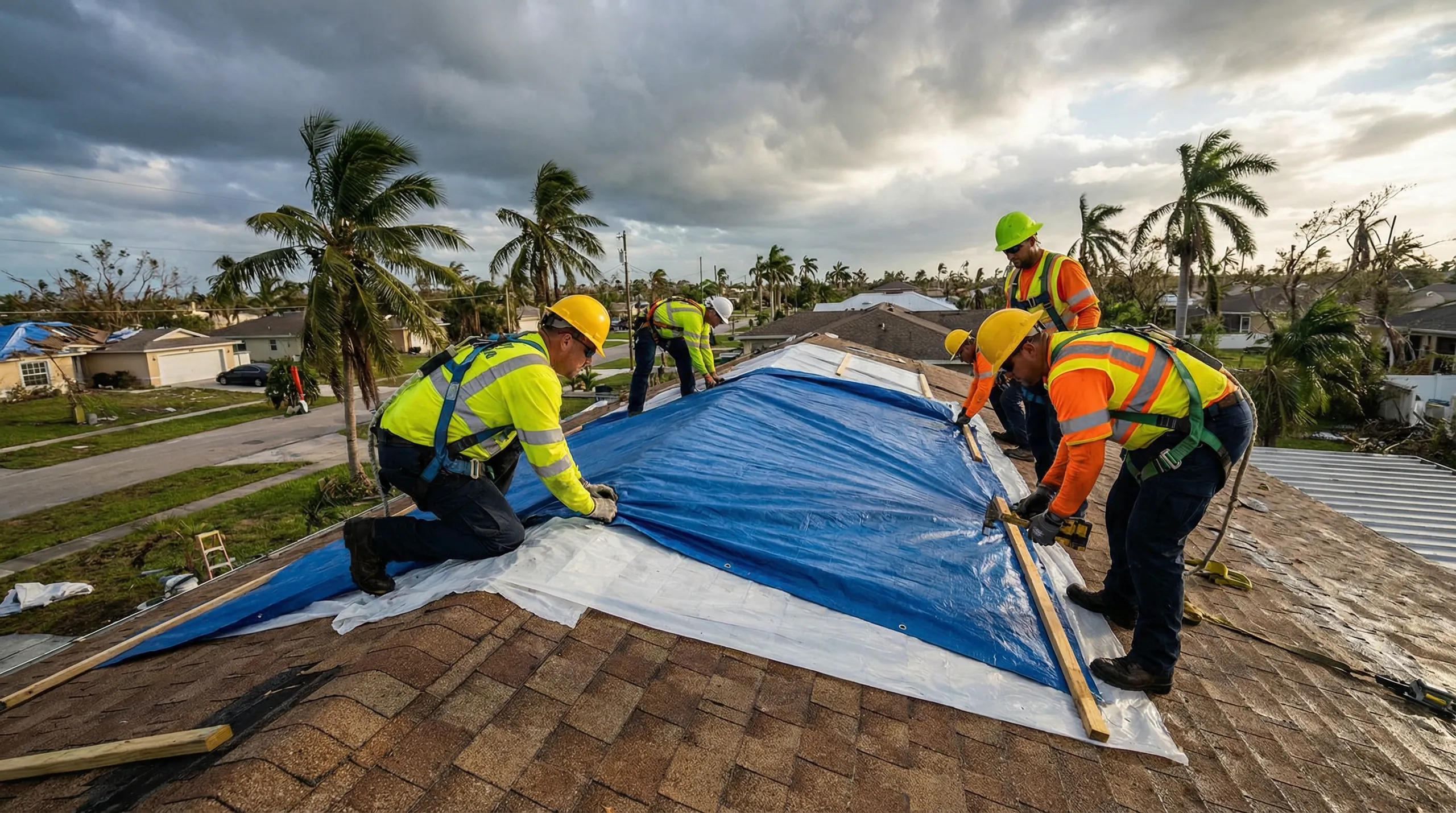 Emergency tarp installation